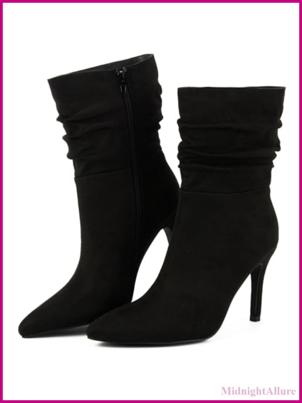 Stiletto High Heel Slouchy Ankle Boots Pointed Toe Faux Suede Dress Boots